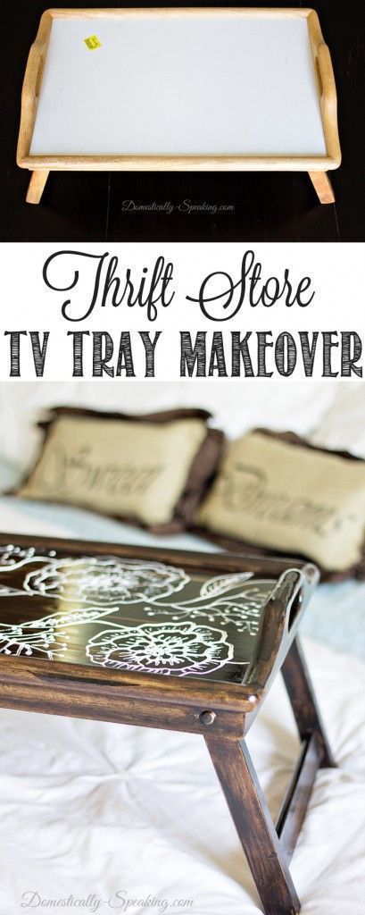 thrift store crafts tv tray makeover