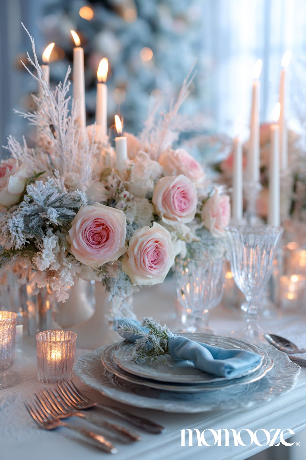 40+ Winter Wonderland Tablescape Looks That Turn Dinner Into a Snowy Dream 3 winter wonderland tablescape 19